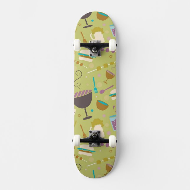 Grillfestmönster Old School Skateboard Bräda 21,6 Cm (Framsida)