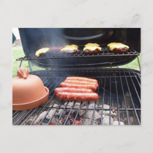 Grillhamburgare och Hundar-kort för Hett Vykort