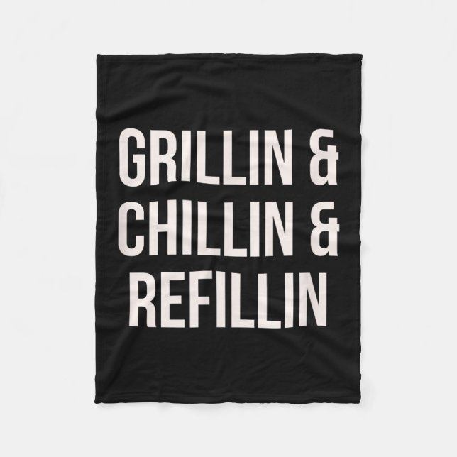 Grillin Chillin och Refillin Pappa Bbq Cook Funny Fleecefilt (Framsidan)