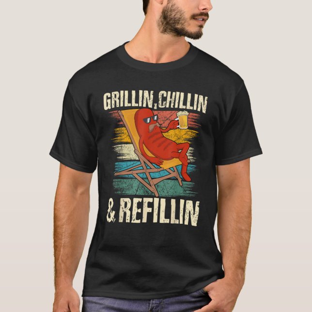 Grillin Chillin Refill in Grill Master Pappa Beer  T Shirt (Framsida)