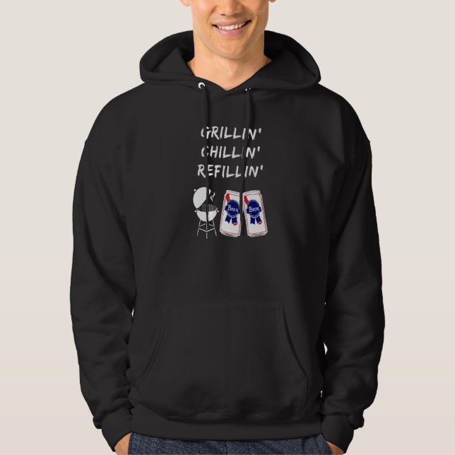Grillin' Chillin' Refillin' Cute Summer Grilling B Hoodie (Framsida)