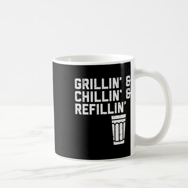 Grillin Chillin Refillin Funny Bbq Grill Drinking  Kaffemugg (Höger)