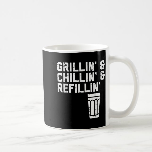 Grillin Chillin Refillin Funny Bbq Grill Drinking  Kaffemugg (Höger)