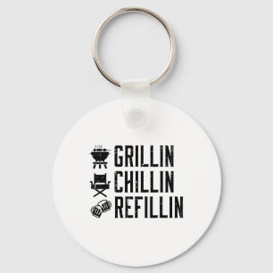 Grillin Chillin Refillin Funny Byrbecue Bbq Grill Nyckelring