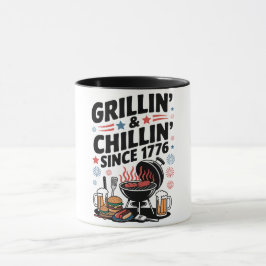 "Grillin" & "Chillin" sedan 1776" BBQ Mugg