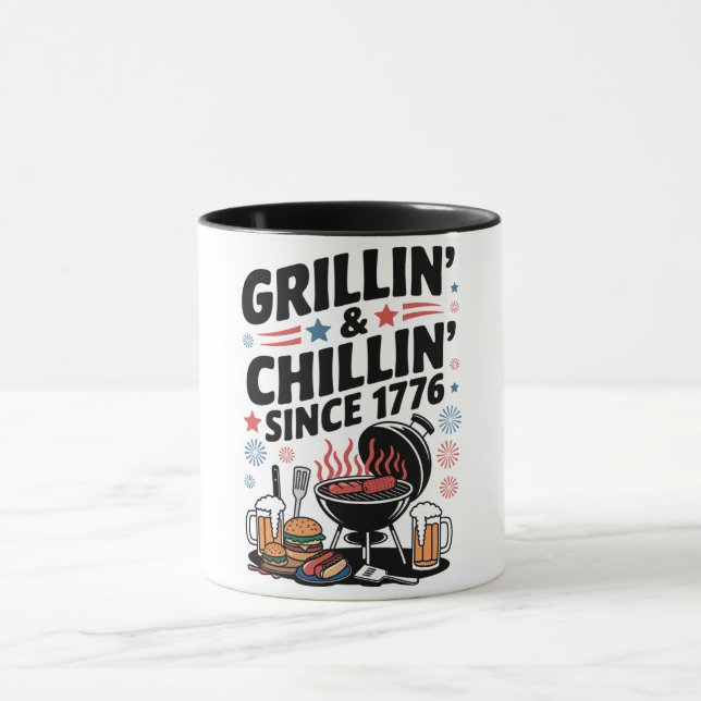 "Grillin" & "Chillin" sedan 1776" BBQ Mugg (Center)