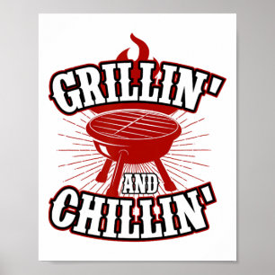 Grillin och Chillin - 4 juli Hamburger Grilli Poster
