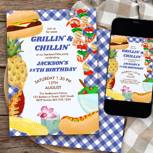 Grillin och Chillin BBQ-Födelsedagsfest Inbjudningar