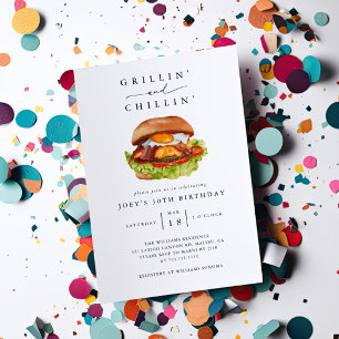 Grillin' och Chillin' Burger Födelsedagsfest Inbjudningar