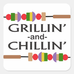 Grillin och Chillin Fyrkantigt Klistermärke