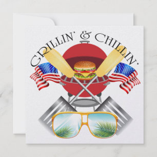 Grillin' och Chillin' Patriotic Inbjudningar