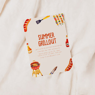 Grillin och Chilling Summer Backyard BBQ Inbjudningar
