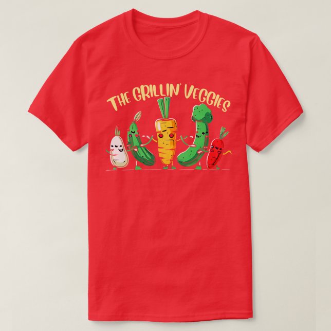 Grillin Veggies Funny Vegetables T Shirt (Design framsida)