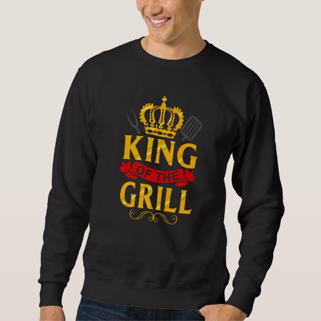 Grilling Master Backyard Chef Pappa Grandad Lång Ärmad Tröja (Framsida)