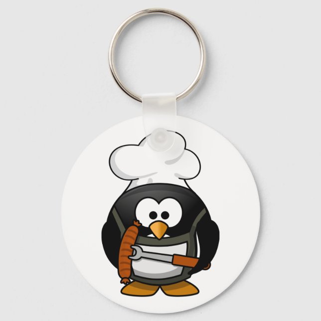 Grilling Penguin Keychain Nyckelring (Framsida)