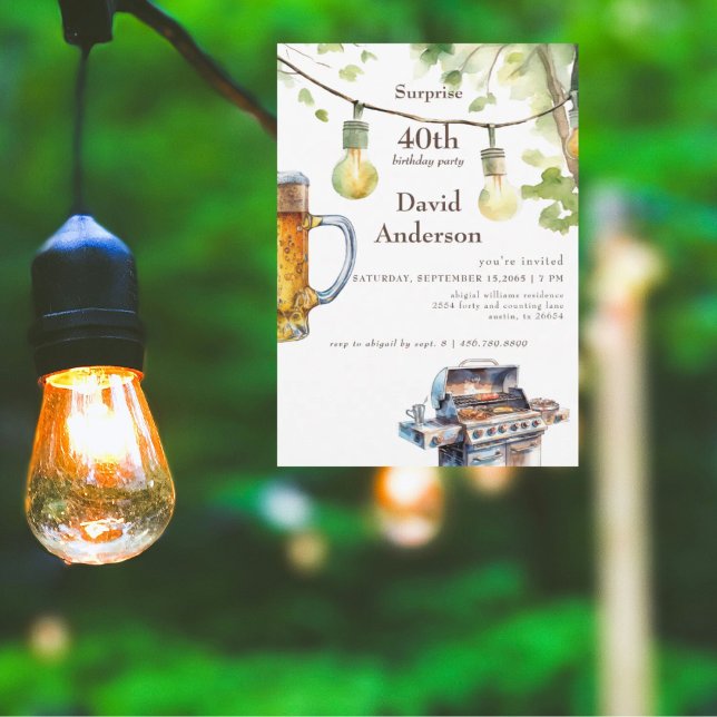 Grilling Surprise 40th Birthday Party Inbjudningar (Skapare uppladdad)