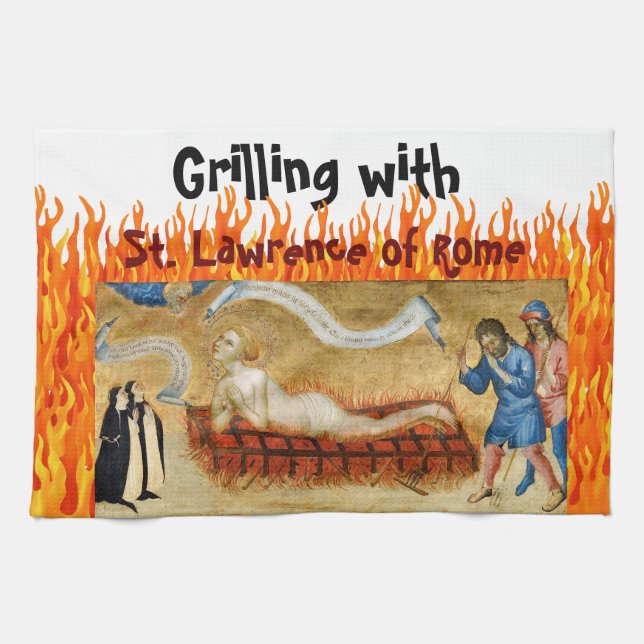 Grilling with St. Lawrence of Rom (M 022) Kökshandduk (Horisontell)