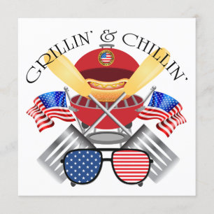 Grillin's and Chillin'Patriotic Cookout Investigat Inbjudningar