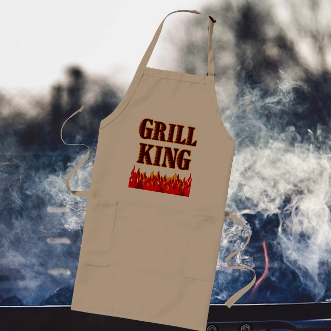 Grillkung Flames BBQ-slogan förkläde (Grill King Flames BBQ Slogan Apron)
