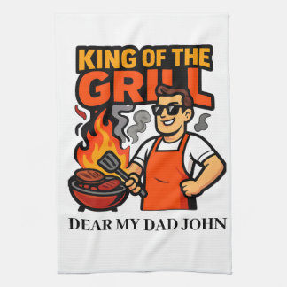 Grillkung Rolig Fars dag BBQ-mästare Kökshandduk