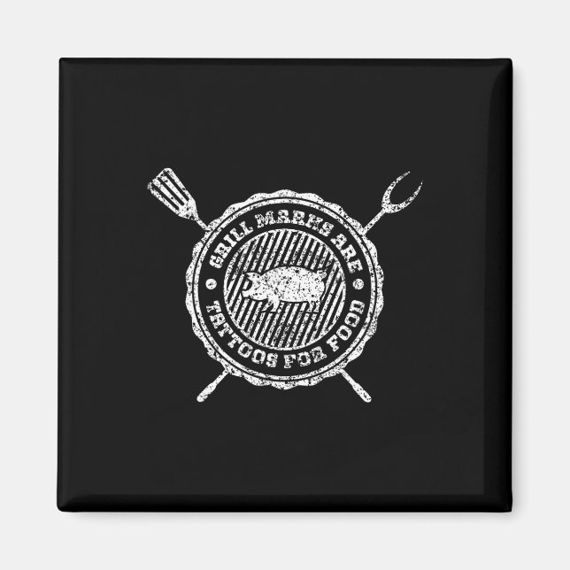 Grillmärken är tatueringar för mat grillning Barbe Magnet (Framsidan)