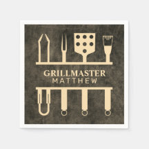 Grillmästare Faux Läder Namn Klassiska BBQ-verktyg