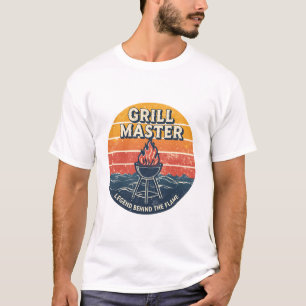Grillmästare Legend Bakom Flammorna Retro Solnedg T Shirt