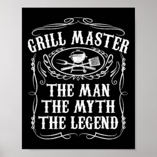 Grillmästare Mannen Myten Legend Rolig Bbq Smo Poster