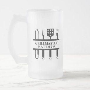 Grillmästare namn fars dag frostat ölglas