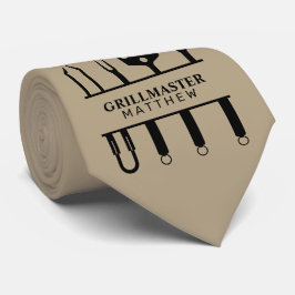 Grillmästare svart khaki anpassat namn fars dag slips