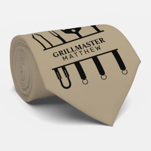 Grillmästare svart khaki anpassat namn fars dag slips