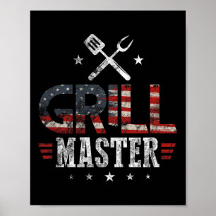 Grillmästare Usa Flagga Patriotisk Grillning Bbq 4 Poster