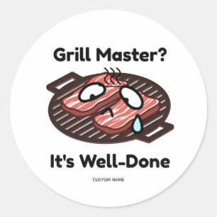 Grillmästare Välgjord Rolig BBQ Pappa Present Runt Klistermärke