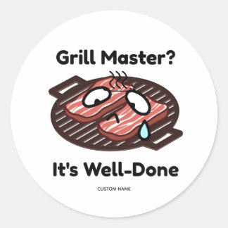 Grillmästare Välgjord Rolig BBQ Pappa Present Runt Klistermärke