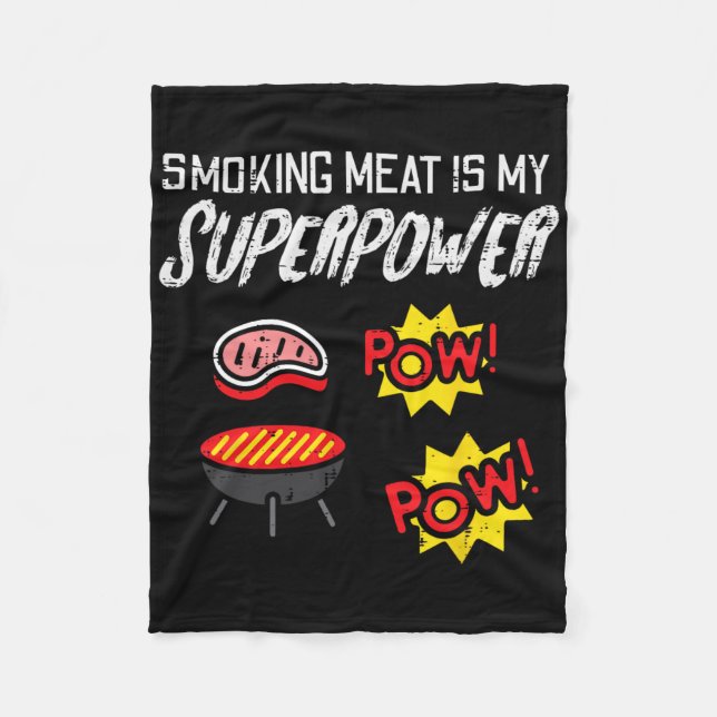 Grillning av kött min superkraft Bbq Barbecue Gril Fleecefilt (Framsidan)