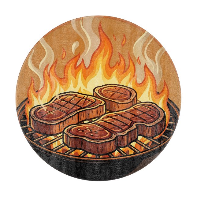 Grillning av stekar BBQ-flammor (Framsidan)