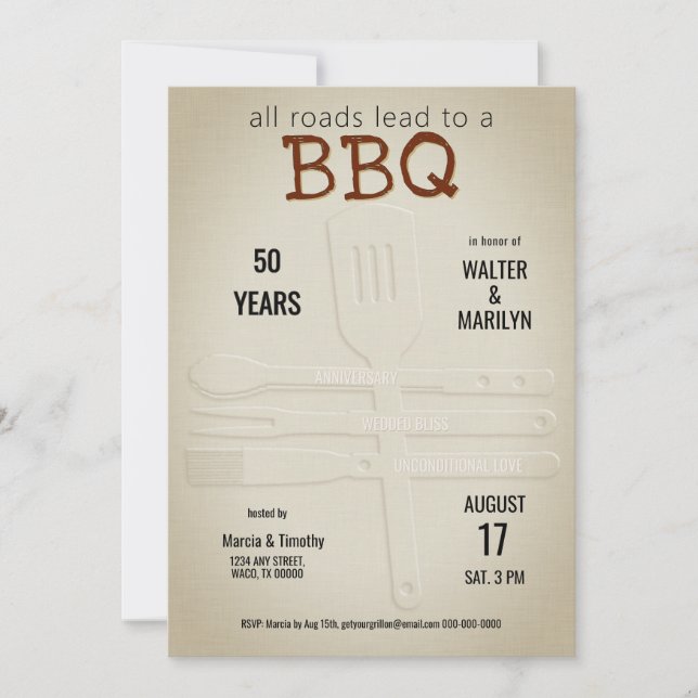 Grillning Bröllopsjubileum Inbjudningar (Framsida)