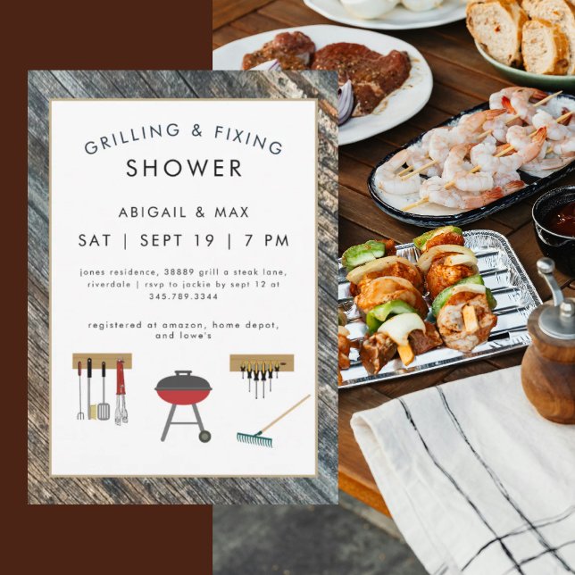 Grillning & Fixar Par Bröllopsfirande III Inbjudningar (Skapare uppladdad)