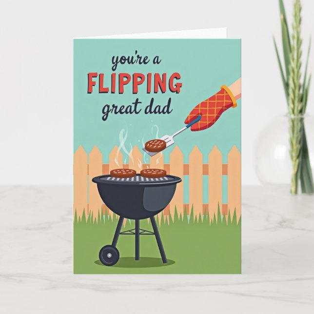 Grillning Flippar Superpappa-kort Kort (Framsida)