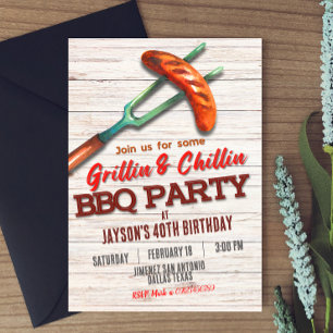 Grillning och Chillin - Grillfest Inbjudningar