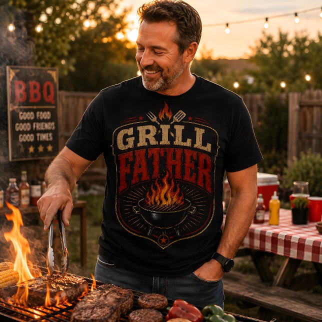 Grillpappa Vintage BBQ Retro fars dag T Shirt (Skapare uppladdad)