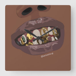 Grillz Aesthetic, Guld Grills (Grillz) tandkonst Fyrkantig Klocka