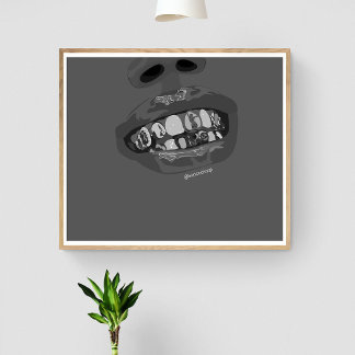 Grillz Aesthetic, Guld Grills (Grillz) tandkonst Poster