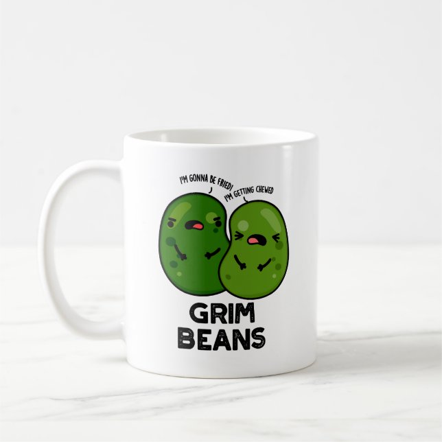 Grim Beans Funny Veggie Puns Kaffemugg (Vänster)