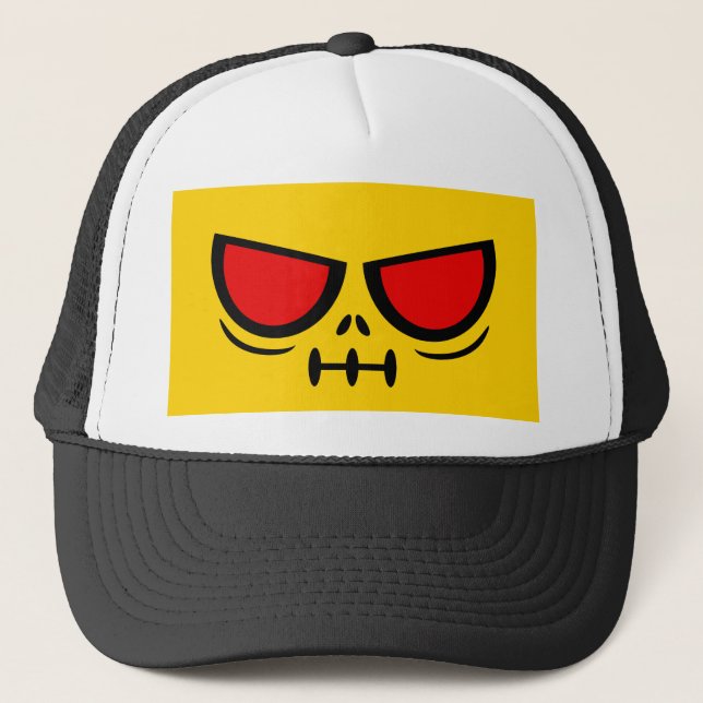 Grim Face™ Märke Gul & Svart Truckerhatt Truckerkeps (Framsida)