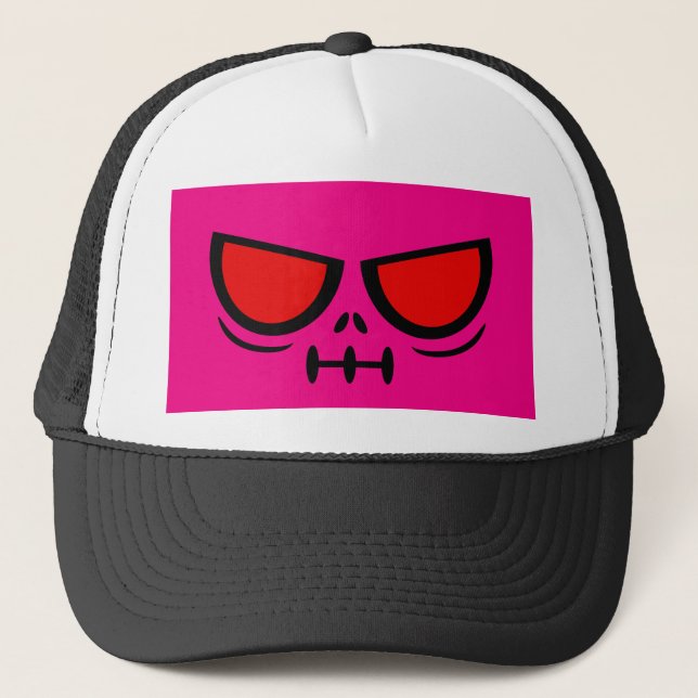 Grim Face™ Märke Rosa & Svart Truckerhatt Keps (Framsida)