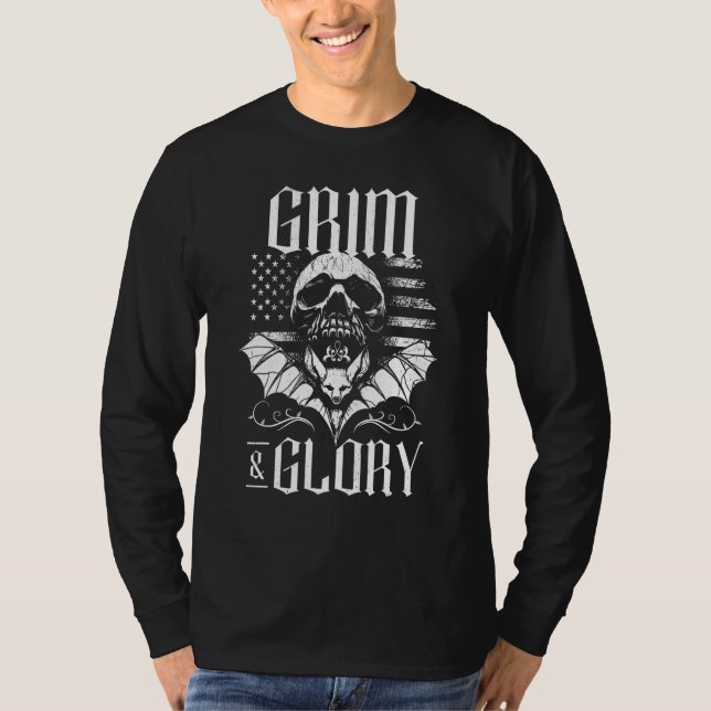 Grim & Glory 4th of July Goth Aesthetic Clothes US T Shirt (Framsida)