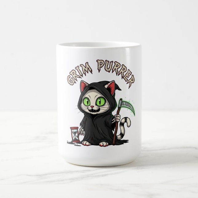 Grim Purrer Halloween Cat Kaffemugg (Center)