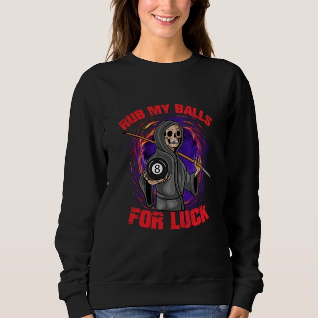 Grim Reaper 8 Ball Pool Stick Billiards Rub My Bal T Shirt (Framsida)