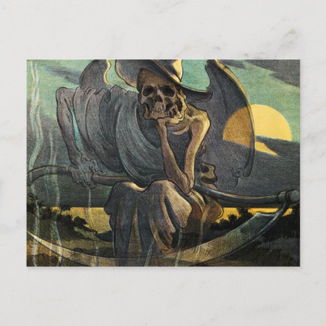 Grim Reaper Awaits with Scythe Vykort (Framsida)